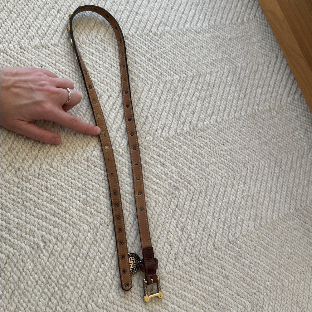 Vintage Streets Ahead Brown Leather Gold Studded Belt - Picture 10 of 10